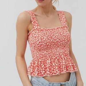 Urban outfitters Demi smocked peplum tank small
